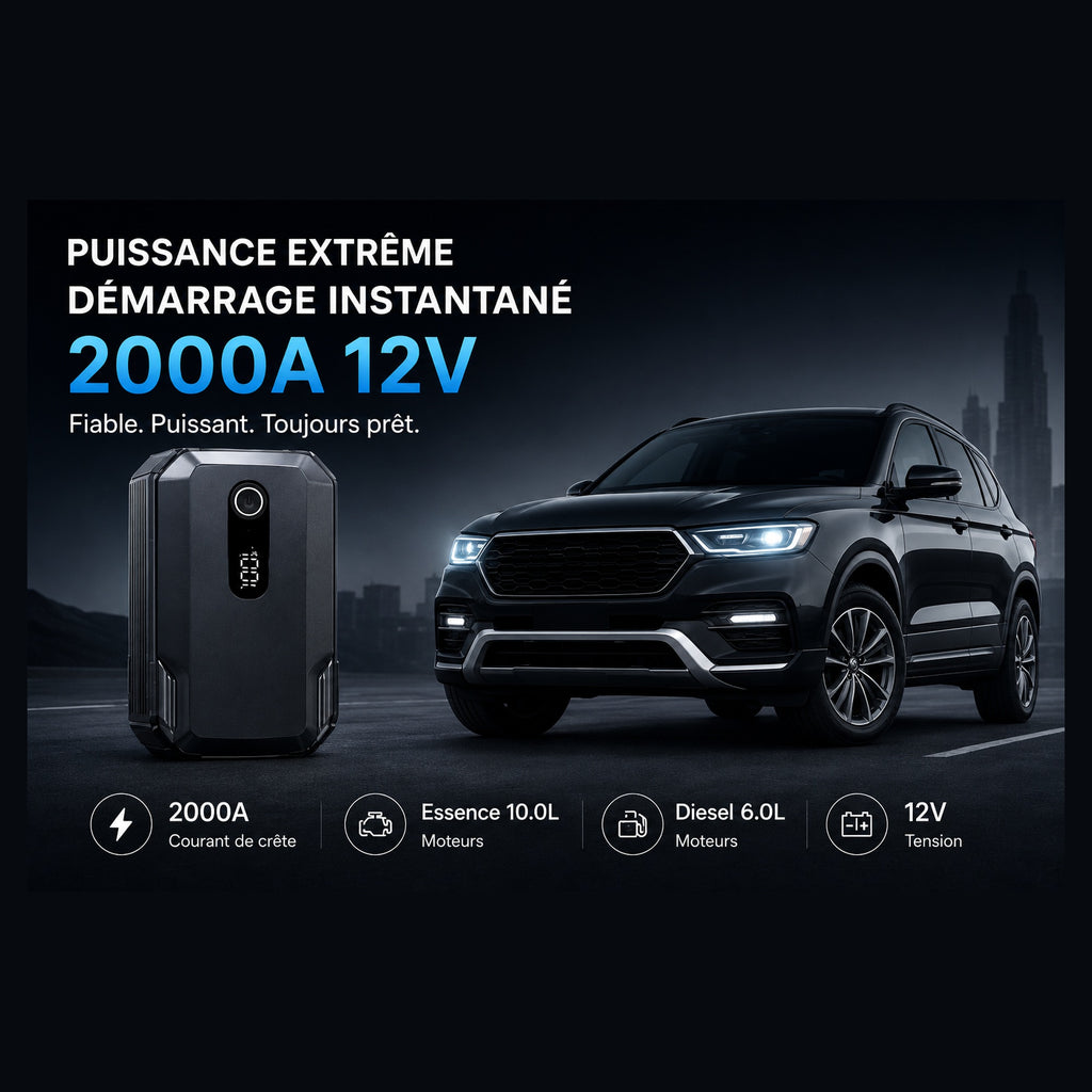 Booster de Batterie 2000A & Batterie Externe 20 000 mAh