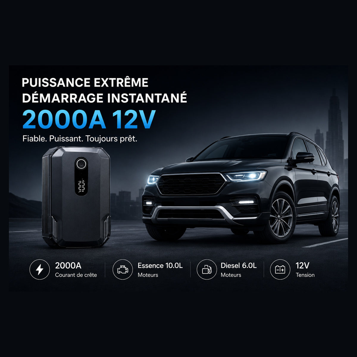 Booster de Batterie 2000A & Batterie Externe 20 000 mAh